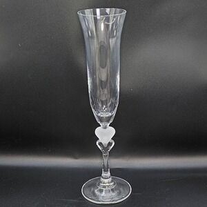 Gorham Crystal Champagne‎ Flute Frosted Heart Stem Germany Romantic Toasting